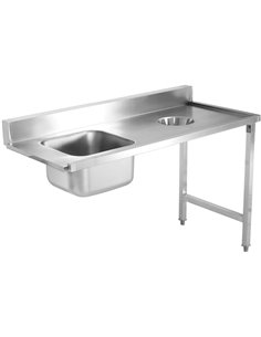 Loading table Right side 1400x650x850mm With sink With waste hole With splashback Stainless steel | Stalwart DA- DWITC1465L