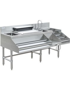 Commercial Stainless Steel Cocktail Station with Backsplash 5 Tier Bottle Display 1675x760x760mm | Stalwart DA- CCS6612LD