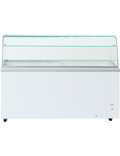 Commercial Display Chest freezer Curved Sliding glass lid with Glass Canopy 453 litres | Stalwart DA- SD551S-SD551SGLASSTOP