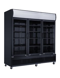 Commercial Bottle cooler 1300 litres Ventilated cooling 3 hinged doors Black | Stalwart DA- LG1300BFBLACK