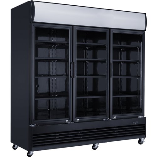 Commercial Bottle cooler 1300 litres Ventilated cooling 3 hinged doors Black | Stalwart DA- LG1300BFBLACK