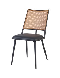 Bistro Rattan Chair with Black Vinyl Seat Square Back | Stalwart DA- GSM1024BLACK