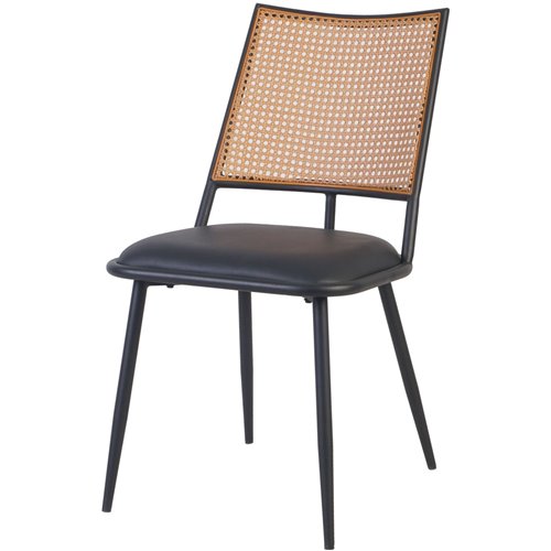 Bistro Rattan Chair with Black Vinyl Seat Square Back | Stalwart DA- GSM1024BLACK