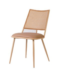 Bistro Rattan Chair with Brown Vinyl Seat Square Back | Stalwart DA- GSM1024NATURAL