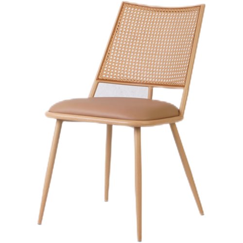 Bistro Rattan Chair with Brown Vinyl Seat Square Back | Stalwart DA- GSM1024NATURAL