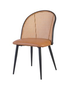 Bistro Rattan Chair with Black Vinyl Seat Round Back | Stalwart DA- GSM1023BLACK