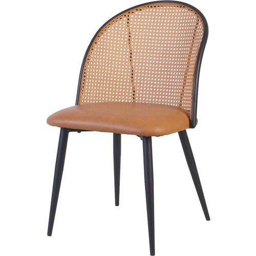 Bistro Rattan Chair with Black Vinyl Seat Round Back | Stalwart DA- GSM1023BLACK