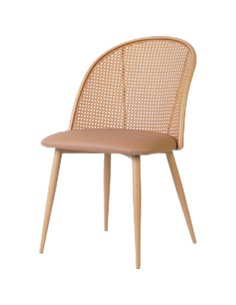 Bistro Rattan Chair with Brown Vinyl Seat Round Back | Stalwart DA- GSM1023NATURAL