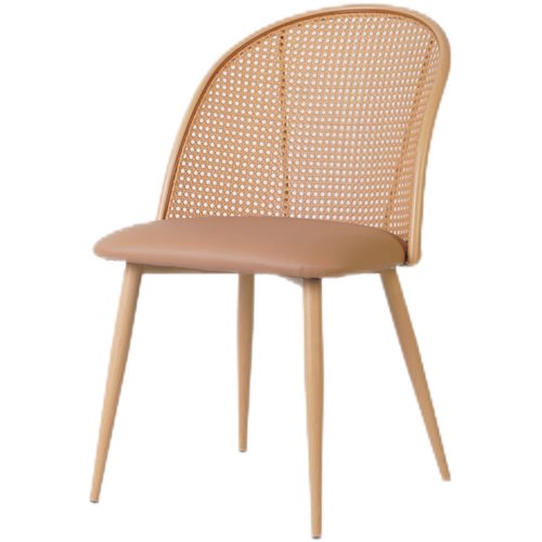 Bistro Rattan Chair with Brown Vinyl Seat Round Back | Stalwart DA- GSM1023NATURAL