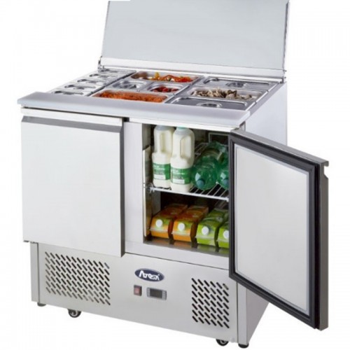 Atosa Ice-A-Cool Sliding Lid Saladette 2 Door with GN Pans