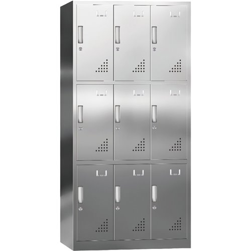 Commercial Stainless Steel 9 Door Locker 900x500x1800mm | Stalwart DA-MYSLC07