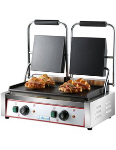 Heavy Duty Twin Panini Contact grill Smooth 3.6kW Dual Zone | Stalwart DA-HEG813B