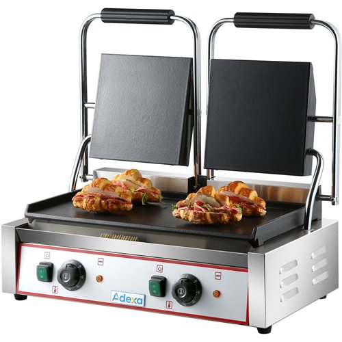 Heavy Duty Twin Panini Contact grill Smooth 3.6kW Dual Zone | Stalwart DA-HEG813B