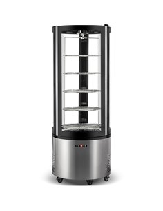 Refrigerated Rotating Round Display Case 360L Stainless Steel &amp Black | Stalwart DA-CL400R1