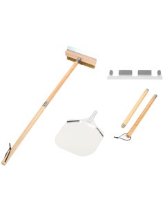 Set of 2 Pizza Oven Tools with Wall Hanger - 12&quot Square Pizza Peel &amp Pizza Oven Brush with Scraper | Stalwart DA-SP3S