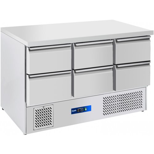 Prodis EC-6DSS 6 Drawer Compact Saladette Counter, Flat Top