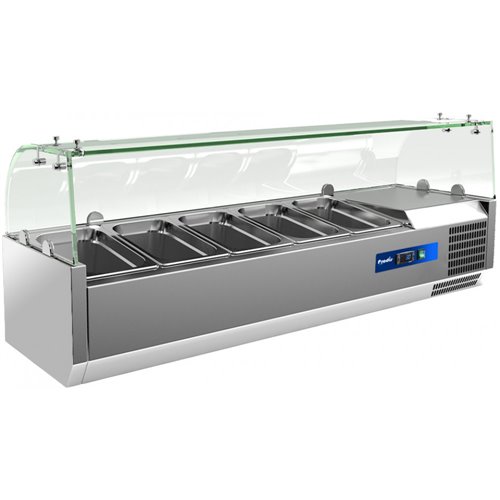 Prodis EC-T15G, 1500mm 6 x 1/3GN Topping Unit With Curved Glass Top