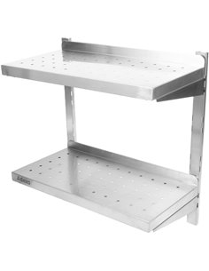 Wall Shelf Perforated 2 tiers Stainless steel 600x300x600mm | Stalwart DA-WSWB30060P