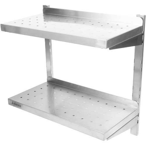 Wall Shelf Perforated 2 tiers Stainless steel 600x300x600mm | Stalwart DA-WSWB30060P