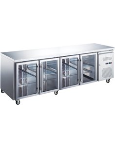 Commercial Refrigerated Counter 4 glass doors Depth 700mm | Stalwart DA-THP4100TNG