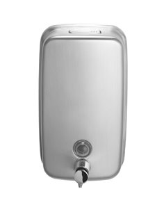 Commercial Wall Mounted Manual Soap Dispenser Brushed Chrome | Stalwart DA-KW7261