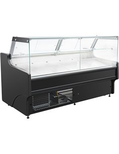 Serve over Deli counter Black front Straight glass front Width 1330mm | Stalwart DA-KSCP1309SCD