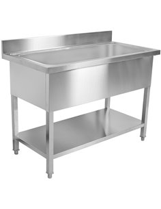 Commercial Pot Wash Sink Stainless steel 1 bowl Splashback 1500mm Depth 700mm Square legs | Stalwart DA-PSD15070