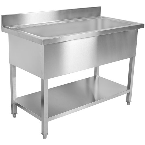 Commercial Pot Wash Sink Stainless steel 1 bowl Splashback 1500mm Depth 700mm Square legs | Stalwart DA-PSD15070