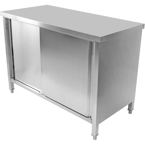 Commercial Worktop Floor Cupboard 2 sliding doors Stainless steel 1200x600x850mm | Stalwart DA-SCP12060