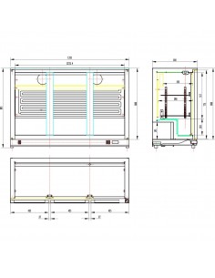 Back bar cooler 3 hinged...