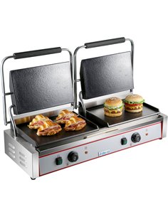 Heavy Duty Twin XL Panini Contact grill Smooth 4.4kW Dual Zone | Stalwart DA-HEG813EB