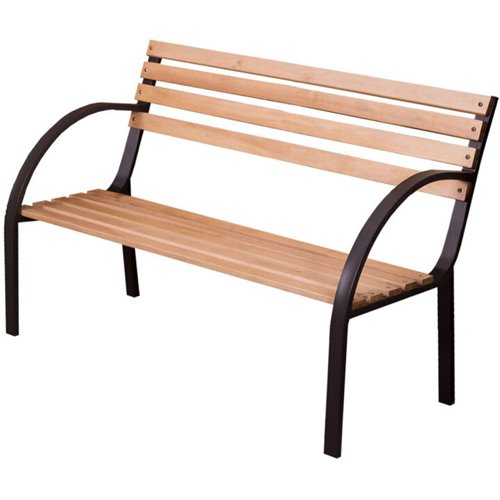 Garden Bench 1220mm Natural with Black Frame| Stalwart DA-572196