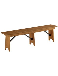 Vineyard Folding Bench 6ft Pine Wood 1800x300x457mm | Stalwart DA-DGW00337212