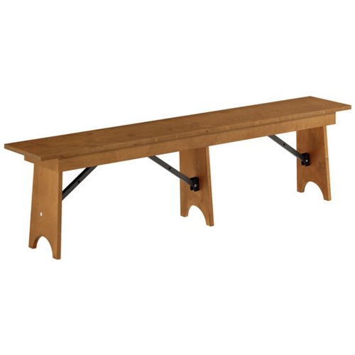 Vineyard Folding Bench 6ft Pine Wood 1800x300x457mm | Stalwart DA-DGW00337212