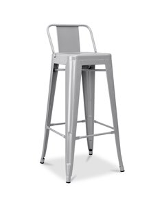 High Bar Stool Steel Grey with Backrest Indoors | Stalwart DA-WW62G