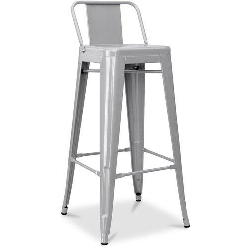 High Bar Stool Steel Grey with Backrest Indoors | Stalwart DA-WW62G