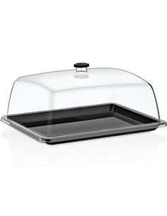 Polycarbonate Gastronorm Tray with Dome cover GN1/3 Black | Stalwart DA-GFT13BL-GF13