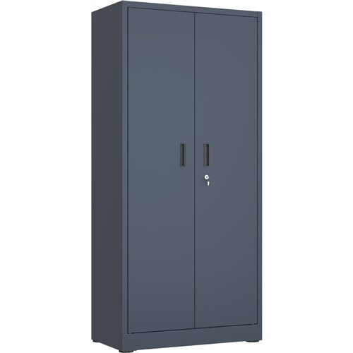 Heavy Duty Grey 2 Door Lockable Steel Tool Cabinet with 4 Shelves &amp Pegboard 800x400x1800mm | Stalwart DA-SETC1GREY