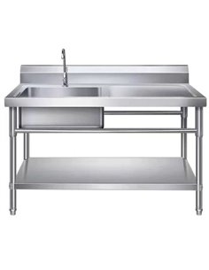 Commercial Sink Stainless steel 1200x600x850mm 1 bowl left Splashback Undershelf | Stalwart DA-WUS12060LEFT