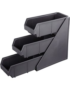 3 Bin Countertop Organiser 3 Tier Black | Stalwart DA-WQL3003