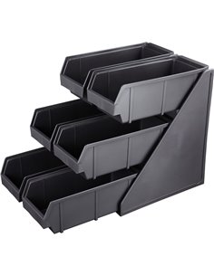 6 Bin Countertop Organiser 3 Tier Black | Stalwart DA-WQL3006