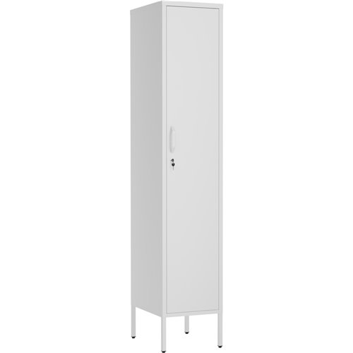 Professional Metal Storage Cabinet 1 Door 350x460x1830mm 3 adjustable shelves White | Stalwart DA-MXHSC003WHITE