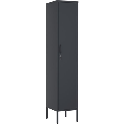 Professional Metal Storage Cabinet 1 Door 350x460x1830mm 3 adjustable shelves Black | Stalwart DA-MXHSC003BLACK