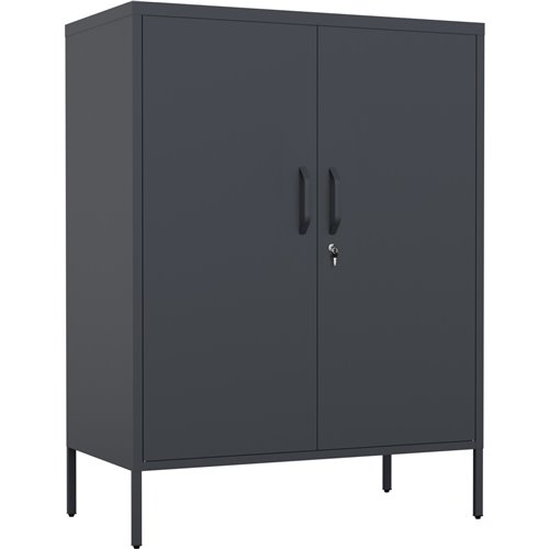 Professional Metal Storage Cabinet 2 doors 800x380x1000mm 2 adjustable shelves Black | Stalwart DA-MXHSC002BLACK