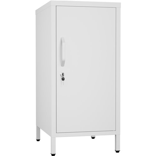 Professional Metal Storage Cabinet Single Door 400x380x1000mm 2 adjustable shelves White | Stalwart DA-MXHSC001WHITE