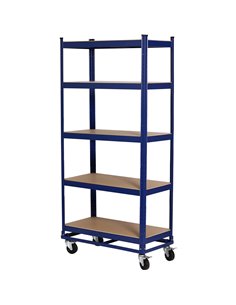 Commercial Blue Heavy Duty Mobile Shelving Unit 5 Shelves 875kg Loading Capacity 900x450x1800mm | Stalwart DA-KWH20