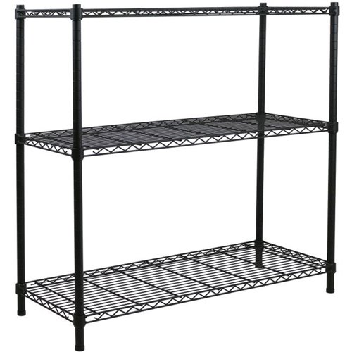 Commercial Shelving unit 3 tier 750kg Width 750mm Depth 350mm Black wire | Stalwart DA-AMJ536