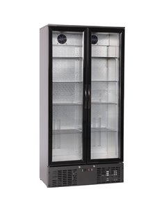 Commercial Bar bottle cooler Upright Twin door 470 litres Black | Stalwart DA-LG510H