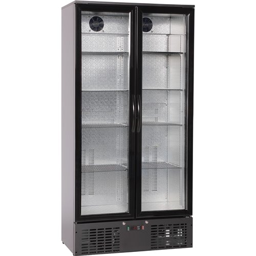 Commercial Bar bottle cooler Upright Twin door 470 litres Black | Stalwart DA-LG510H