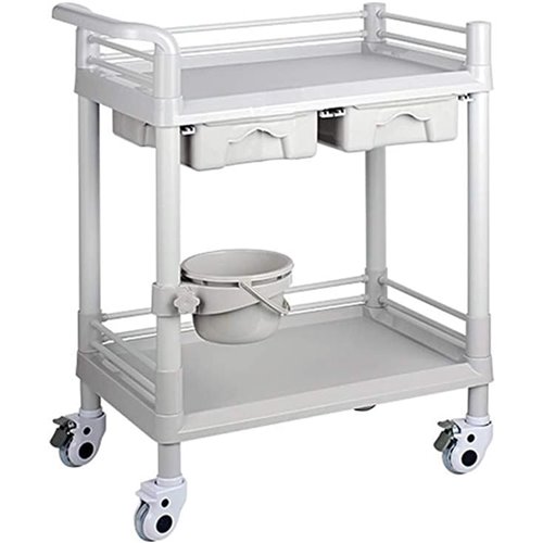 Professional 2 Tier Mobile Trolley 2 Drawers ABS 645x445x900mm | Stalwart DA-WH2MT6544D2